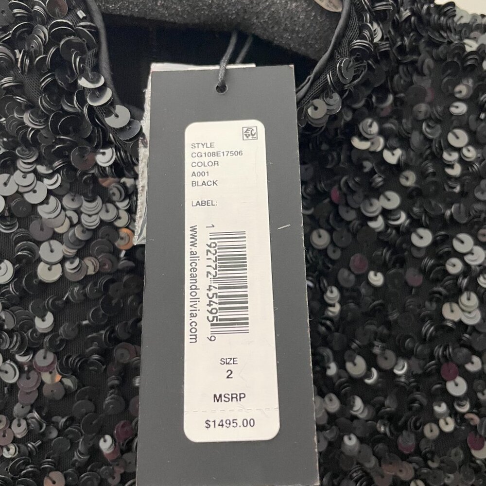 ALICE + OLIVIA Inka Sequin Maxi Gown Black Size 2 NEW WITH TAGS IN ORIGINAL BAG - Picture 8 of 10